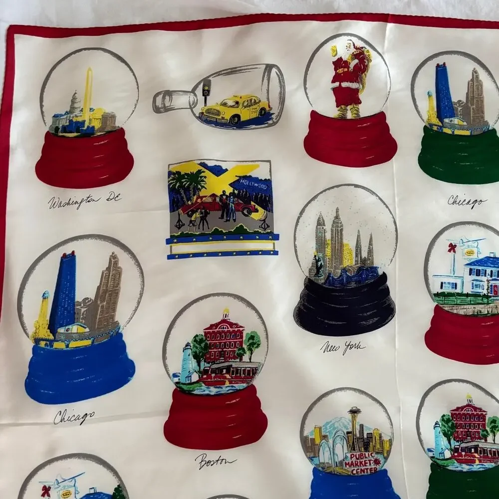 Echo for Talbots Silk Scarf Snow Globes DC Chicago New York Boston Miami Seattle